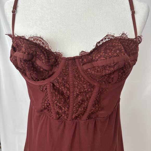 Urban Outfitters Brown Mesh Overlay Bustier Mini Dress - Picture 6 of 7